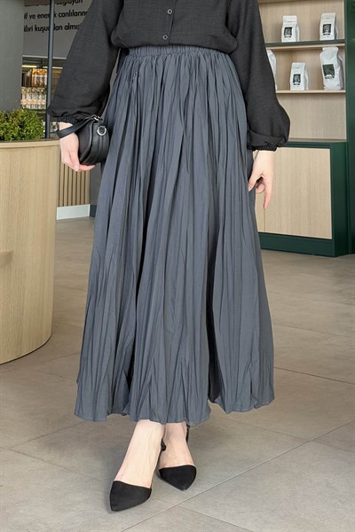 Kraşlı Tesettür Etek Antrasit