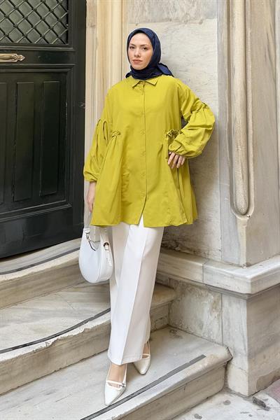 Lopez Balon Kol Tunik Yağ Yeşili