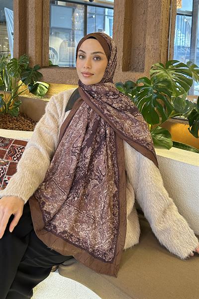 Retro Desen Bambu Şal Asker Yeşili