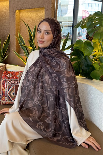 Etnik Desen Ferah Şal Soft Kahve