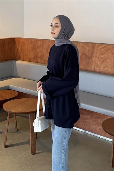 Bağlama Detaylı Sweat Lacivert