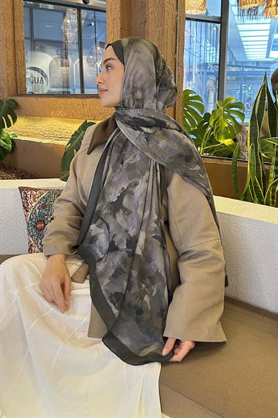 Gül Desen Bambu Şal Haki