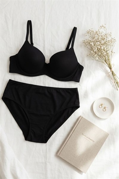 Penye Destekli Sütyen Takım Siyah