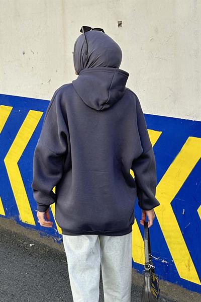 Üç İplik Kanguru Cep Sweatshirt Antrasit