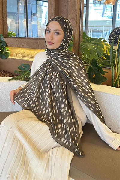 Ceylan Desen Soft Şal Asker Yeşili