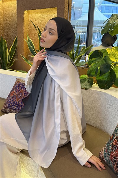 Degrade Desen Soft Şal Siyah beyaz