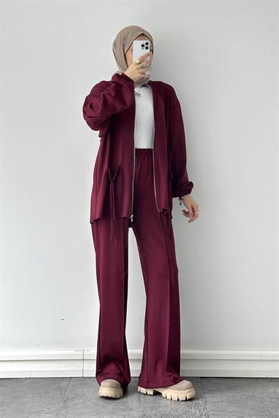 Biyeli Cepli İkili Takım Bordo