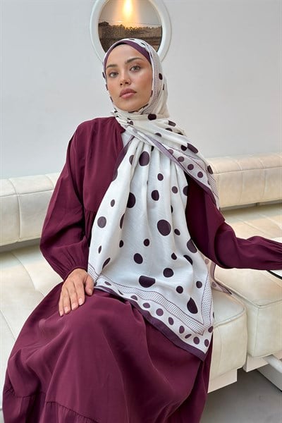 Puantiye Desen Soft Şal Mürdüm