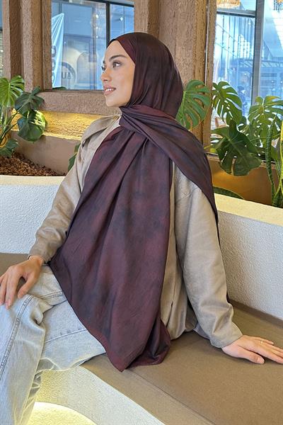 Bulut Desen Bambu Şal Koyu Bordo