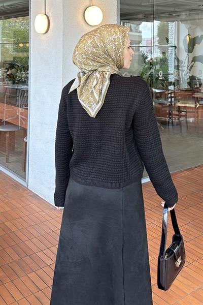 Düğmeli Triko Hırka Siyah