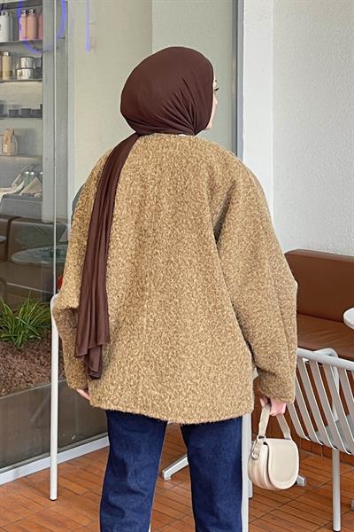 Bağlamalı Kaşe Kimono Camel