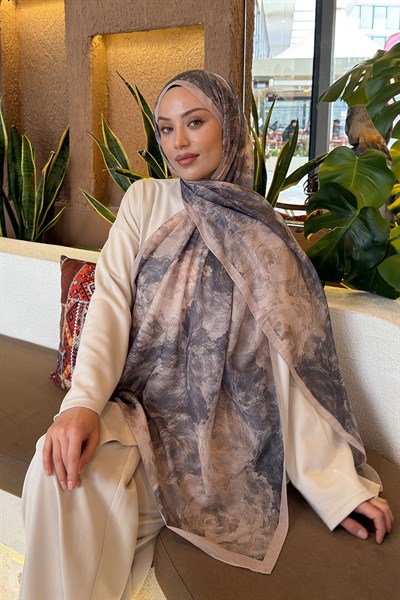 Gül Çiçek Desen Ferah Şal Füme