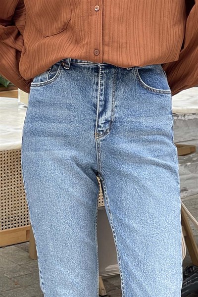 Kesik Paça Fit Jean Açık Mavi