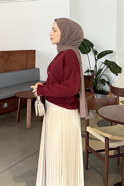 Sakallı Basic Hırka Bordo