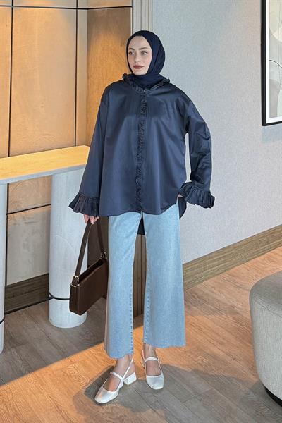 Fırfırlı Gömlek Gece Mavisi