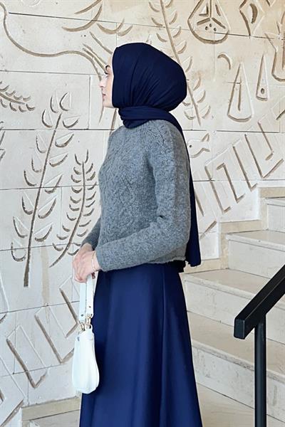 Örgülü Kazak Antrasit