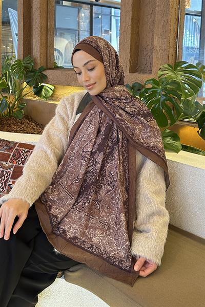 Retro Desen Bambu Şal Asker Yeşili