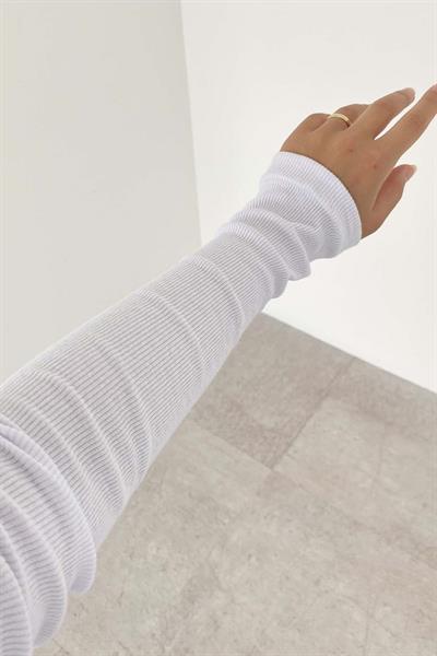 Balıkçı Yaka Fitilli Body Beyaz