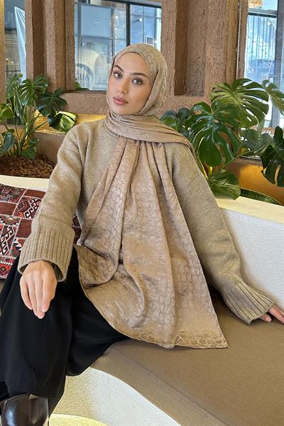 Bloom Desen Ayrobin Floş Jakar Şal vizonrengi