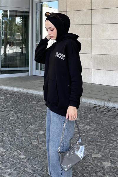 Los Angeles Baskı Detaylı  Sweat Siyah