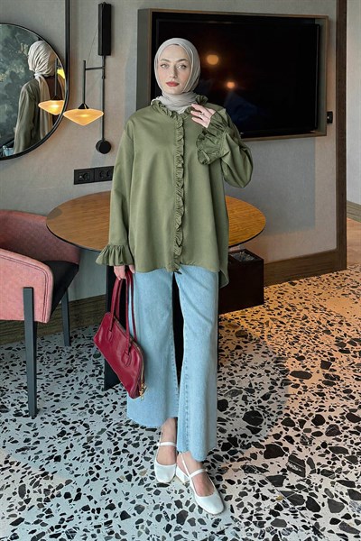 Fırfırlı Gömlek Haki