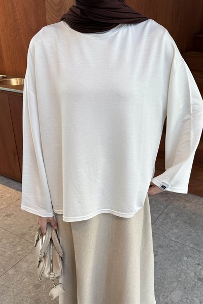 Kol Armalı Sweatshirt Beyaz