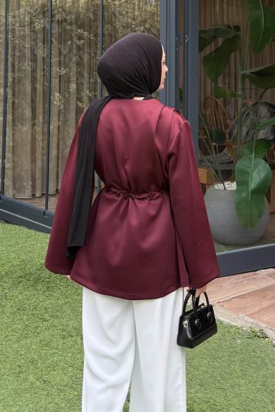 Bağlama Detaylı Ceket Bordo