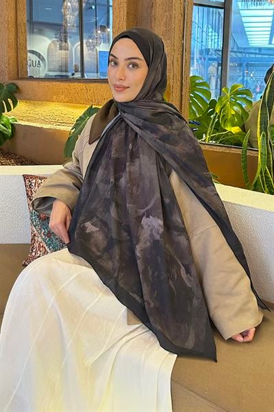 Gül Desen Bambu Şal Koyu Yeşil