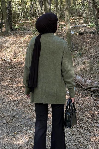 Kurdeleli Triko Kazak Haki