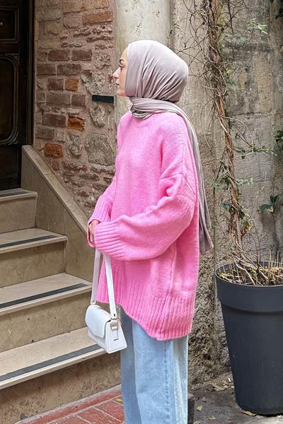 Geniş Kollu Kazak Pembe