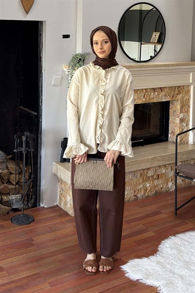 Fırfırlı Gömlek Bej