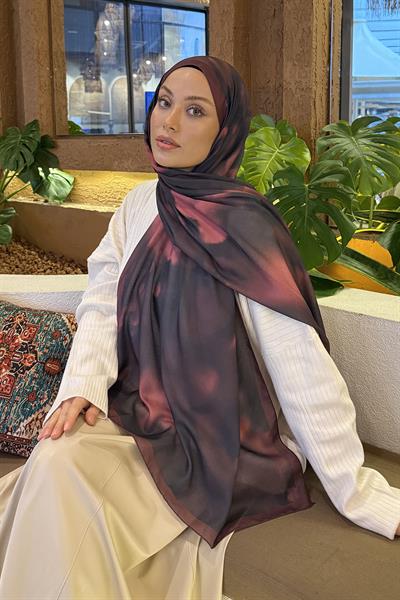 Batik Desen Soft Şal Koyu Bordo