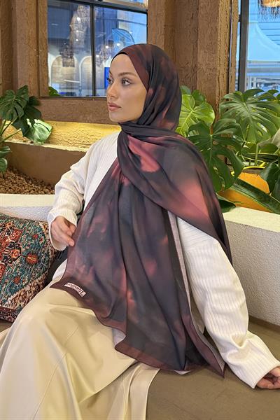 Batik Desen Soft Şal Koyu Bordo