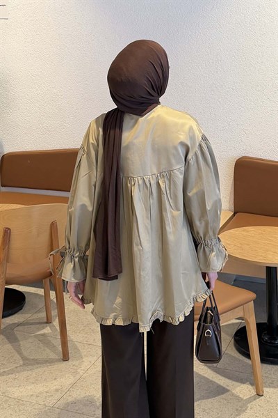 Fırfır Detaylı Gömlek vizonrengi