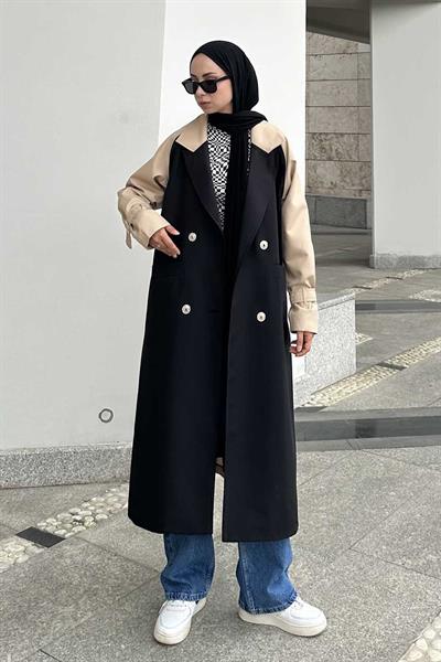 Retrica İki Renk Trençkot Bej