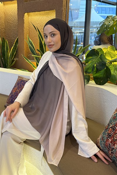 Degrade Desen Soft Şal Acı Kahverengi