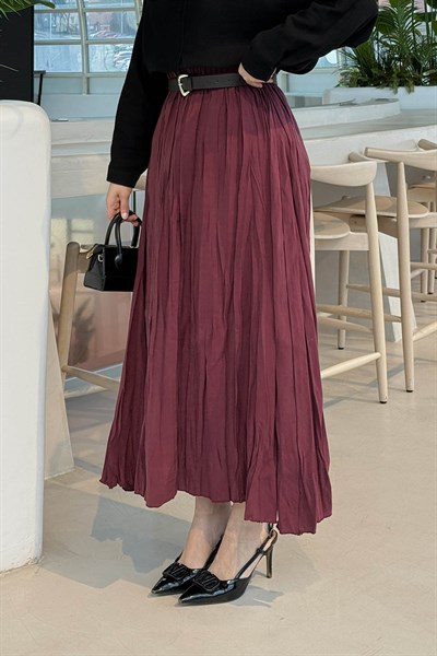 Kraşlı Tesettür Etek Bordo