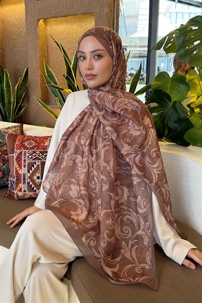 Etnik Desen Ferah Şal Sütlü Kahve