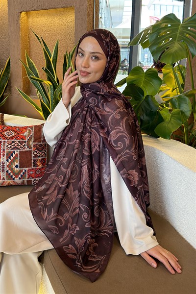 Etnik Desen Ferah Şal Koyu Bordo