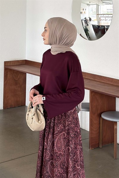 Kol Armalı Sweatshirt Mürdüm