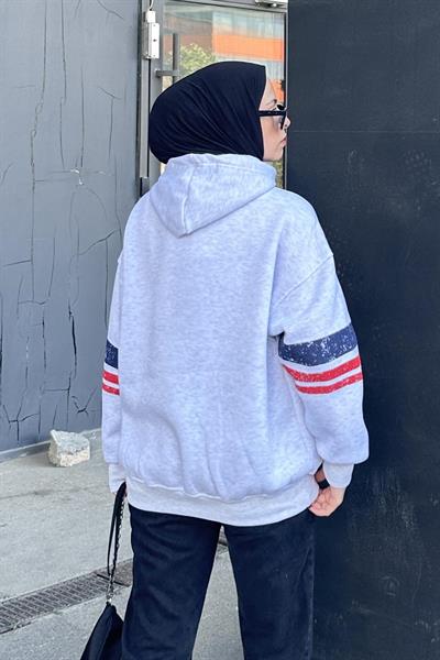 Go Baskılı Üç İplik Sweat Gri