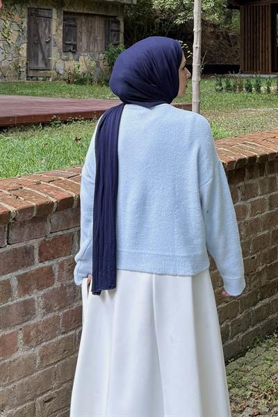 Gold Düğme Detaylı Hırka Bebe Mavisi