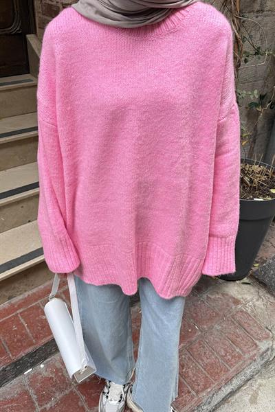 Geniş Kollu Kazak Pembe