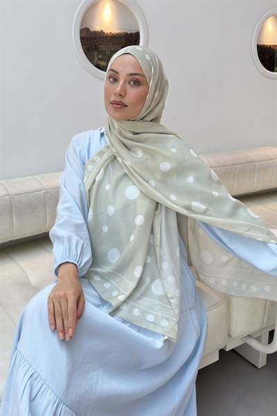 Puantiye Desen Soft Şal Mint Yeşili
