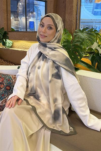 Batik Desen Soft Şal Asker Yeşili