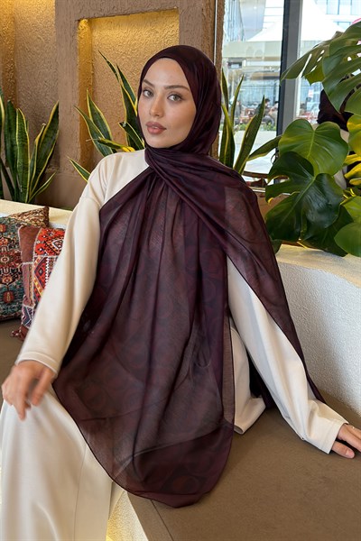 Halka Desen Ferah Şal Koyu Bordo