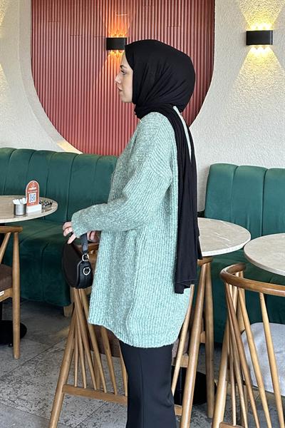 Uzun Hırka Mint Yeşili
