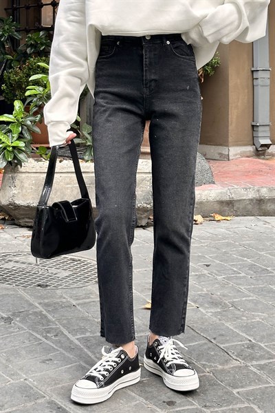 Kesik Paça Fit Jean Füme