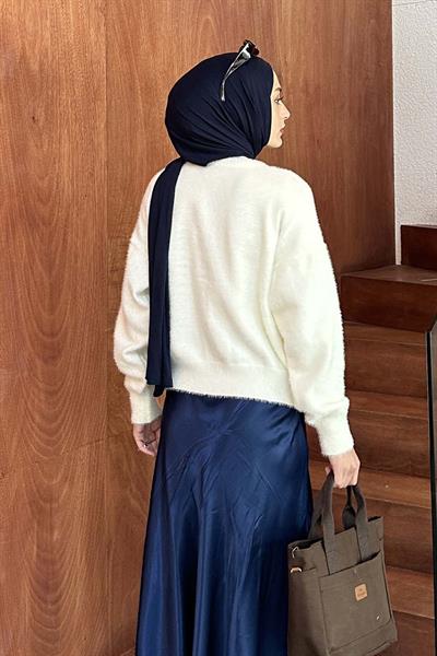 Sakallı Basic Hırka Beyaz