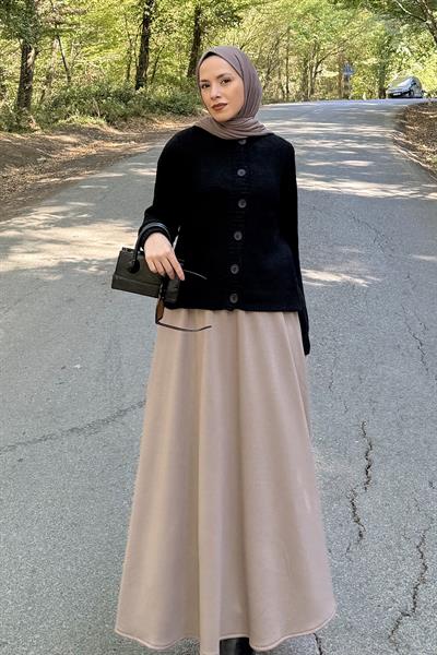 Bisiklet Yaka Kısa Hırka Siyah